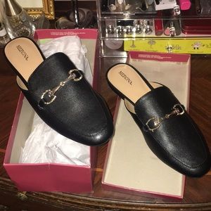 NWT Target faux leather flat mule slides!